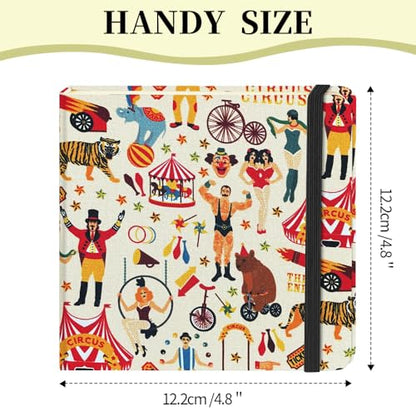 4.8" Pocket Sketch Book,80gsm Hardcover Art Sketchbook for Drawing Journal | Cloth Cover,80gsm Blank Paper,96Sheets,Lay-Flat,Portable Travel Creation Paint Diary Memo Planner,Dry MediaCircus Troup - color: Cloth Cover-4.8x4.8in-Circus Troup