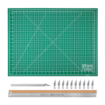 Wa Portman Sewing Cutting Mat, Precision Knife, Inch & Metric Ruler Set This set includes 18x24 Inch Self-Healing Cutting Mat, 10pc #11 Blades, Xacto Knife Set, & 24'' Cork Backed Metal Ruler Set - size: 18x24