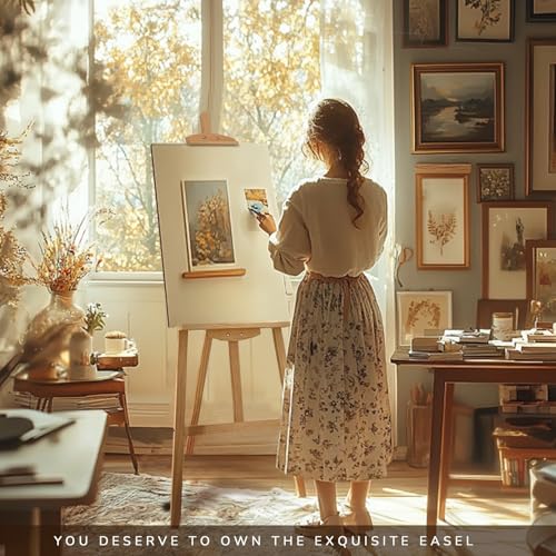 Adjustable Pine Wooden Painting Easel, Art Easel for Display - color: Nature