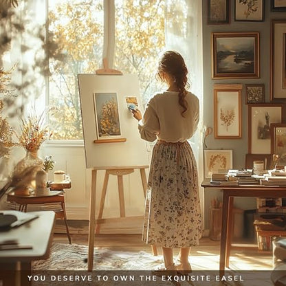 Adjustable Pine Wooden Painting Easel, Art Easel for Display - color: Nature