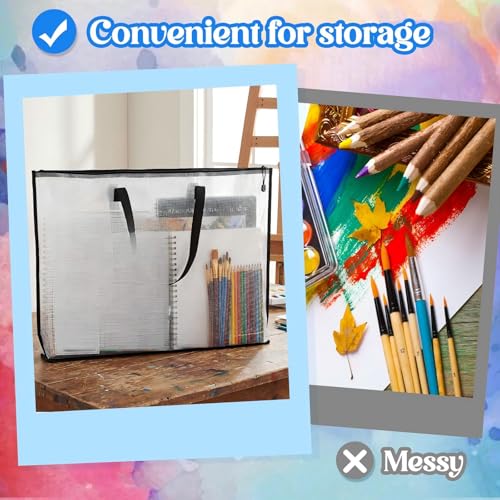 Shinylin 24 x 36 Inches Large Art Portfolio Bag, Portfolio Folder for Artwork with Zipper and Handle, Poster Storage Bag Mesh Folder Organizer for Poster, Scrapbook, Keepsake and Bulletin Board