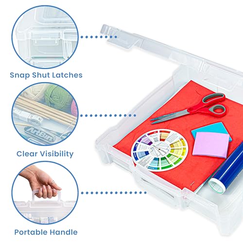 ArtBin 6913ZZ 12" x 12" Portable Art & Craft Organizer with Handle 3-Pack, [3] Plastic Storage Cases, Clear - size: 12" x 12" - 3-Pack