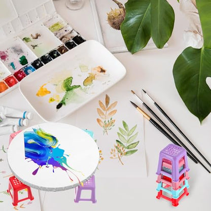 Xindojuz 12 PCS Canvas Stands for Paint Pouring, Plastic Non-Slip Mini Canvas Feet Risers Fluid & Acrylic Paint Pouring Supplies Miniature Holder Tools for Pourings Paints Supplies (4 Colors)