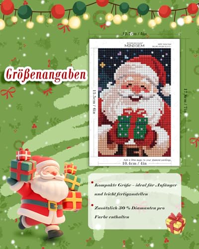 forever young Christmas Small Diamond Art Kits, 5x7 Inch Canvas | 6 PCS DIY square diamond painting kits for beginners and adults, perfect for collecting, display ＆ relaxing stress relief - color: Christmas