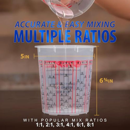 Custom Shop Paint Mixing Cups, 32-Ounce, 12 Pack, Plastic Measuring Cups | For Liquids, Automotive Painting, Epoxy Resin, Acrylic Arts, Crafts, Disposable or Reusable, Graduated, Mixing Ratios - style: 12 Cups