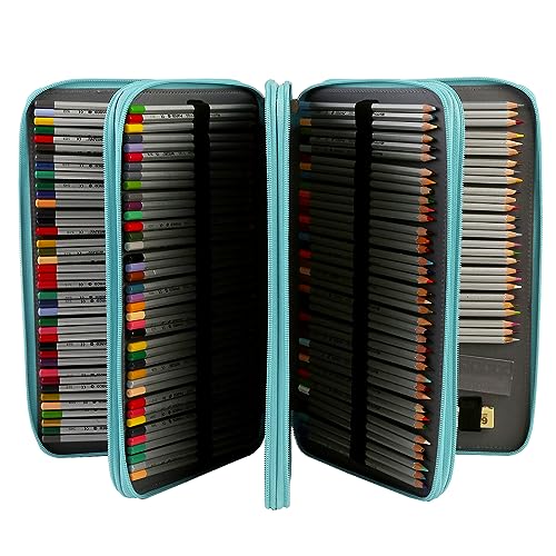 300 Slots Pencil Case 4-Layer Zipped Holder w/Handle - color: Daisy, size: 300