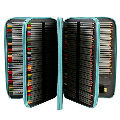 300 Slots Pencil Case 4-Layer Zipped Holder w/Handle - color: Daisy, size: 300