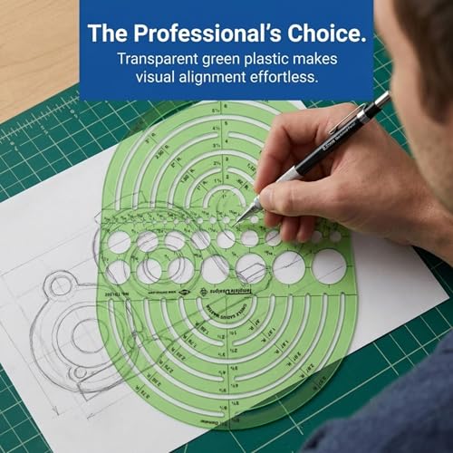 ALVIN Circle Radius Master Template TD1202, Template for Artists, Architects, Design and Drafting, 3/64th" to 7.5" scale - style: Circle Radius Master