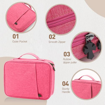 Bible Cover Bag With For Women Men Scripture Study Carrying Book Cover - color: Rose red