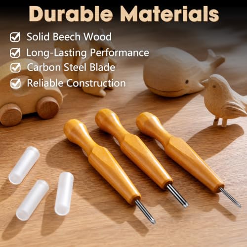 XOOL 5 Pcs Linocut Carving Tools Set, V-Shaped Wood Carving Chisels for Block Printing, Relief Printmaking, Rubber Stamp & Detail Carving (1.5mm-5mm)