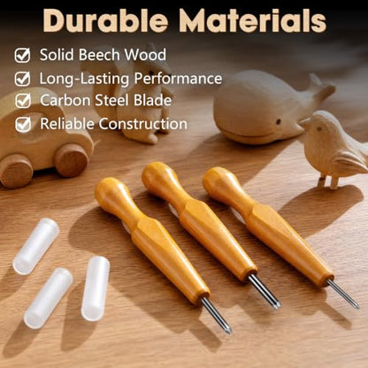 XOOL 5 Pcs Linocut Carving Tools Set, V-Shaped Wood Carving Chisels for Block Printing, Relief Printmaking, Rubber Stamp & Detail Carving (1.5mm-5mm)