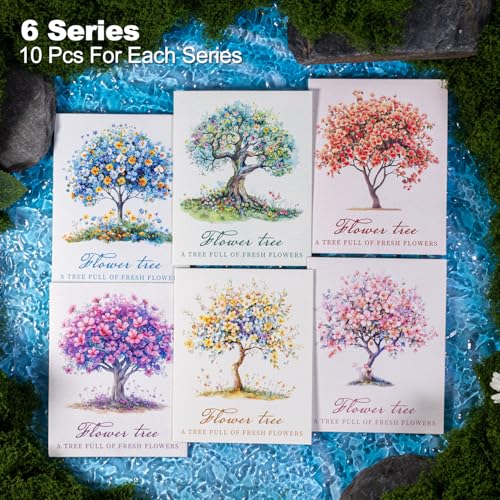 60 Pcs Holographic Floral Tree Stickers for Scrapbook Journaling - color: Flower Tree