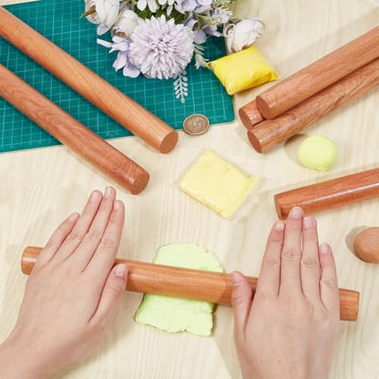 OLYCRAFT 10Pcs 11.8 Inch Classic Wood Rolling Pins Clay Rolling Pins - size: 11.8 inch