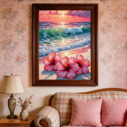 BYGFHLYW Beach Flower Paint by Numbers Kit for Adults Beginners 12x16In - color: PB469-1