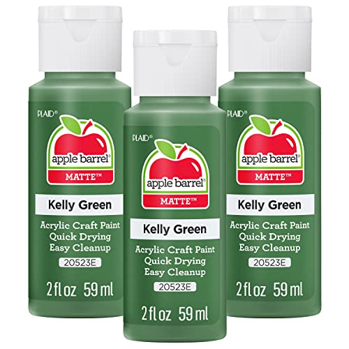 Apple Barrel Acrylic Paint, Kelly Green (Pack of 3) 2 oz, 20523EA- (Pack of 3) - color: Kelly Green, size: 2 Fl Oz (Pack of 3)