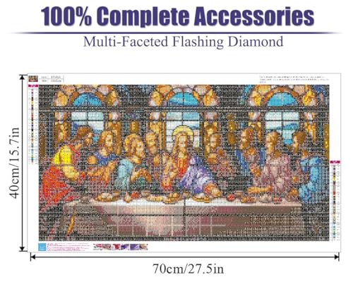 BOHADIY 5D DIY The Last Supper Diamond Painting Kits for Adults, Large Size Full Drill Diamond Arts Rhinestone Pasted, DIY Painting Diamond Dot Arts Crafts for Home Wall Decor Gift 27.5 X 15.7 Inch