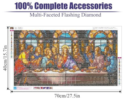 BOHADIY 5D DIY The Last Supper Diamond Painting Kits for Adults, Large Size Full Drill Diamond Arts Rhinestone Pasted, DIY Painting Diamond Dot Arts Crafts for Home Wall Decor Gift 27.5 X 15.7 Inch