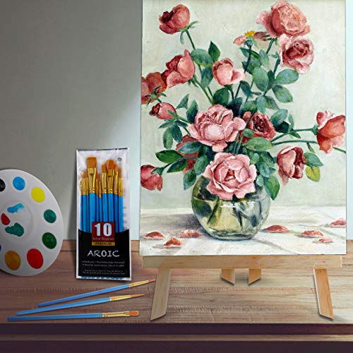 240 PCS Professional Painting Set with 20 Wood Easels, 20 Packs 200 Brushes | with Nylon Brush Head and 20 PCS Palettes, Painting Supplies kit for Kids & Adults to Painting Party - style: 240Pcs(20 Sets)