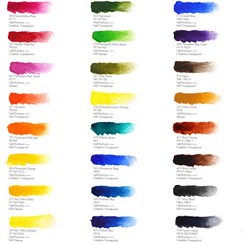 Paul Rubens Watercolor Paint, 24 Vibrant Colors Highly Pigmented, 5ml Tube | Rich-Pigmented Colors, Rewettable Fade Resistant Pigments, Non-Toxic Art Supplies for Artists, Beginners, Students