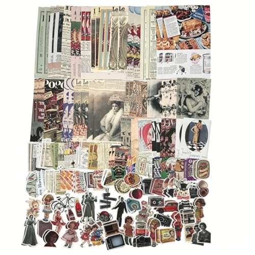 Esweny 200PCS Vintage Scrapbooking Supplies Kit for Journaling,Junk Journal Planners Aesthetic Cottagecore Room Decor Wall Art Collage Album (Retro Memory) - style: Retro Memory