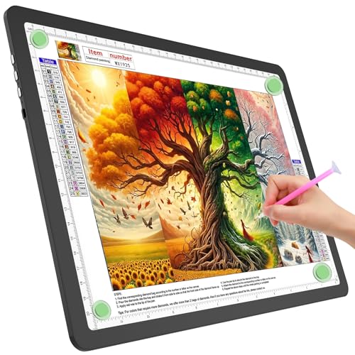 TOHETO A4 Light Board for Diamond Painting, Super Bright Magnetic Light Pad with Side Buttons, Lightbox for Tracing and Drawing, Corded Light Table for Sketching, Animation, Weeding Vinyl (Black) - color: Black, size: A4 without Bag