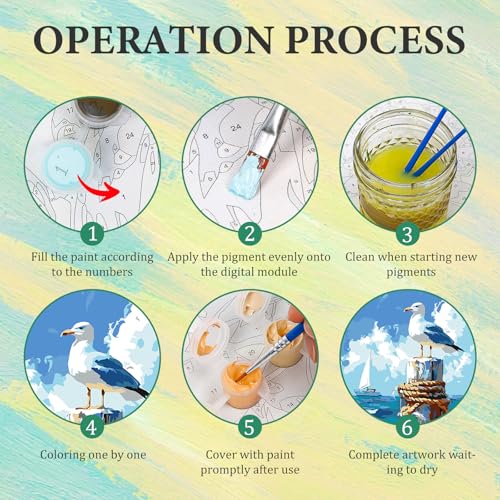 4 Pack Paint by Numbers Kit for Adults with Frame, Beach DIY Painting Kit - color: CYOP4P03