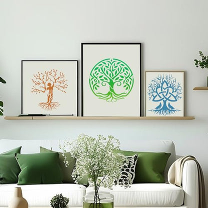 15Pcs 6 x 6 Inch Tree of Life Stencil, Reusable Stencils for Painting on Wood Decoration Painting Templates for Wall Floor DIY Decorations Christmas Gifts for Kids - style: Tree of Life
