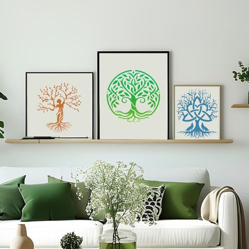 15Pcs 6 x 6 Inch Tree of Life Stencil, Reusable Stencils for Painting on Wood Decoration Painting Templates for Wall Floor DIY Decorations Christmas Gifts for Kids - style: Tree of Life