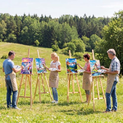 Ctosree 72 Pcs Seaside Scenery Paint and Sip Kit for Adults 8'' x 10'' Pre Drawn Canvas for Painting DIY Pre Printed Canvas for Party Favor Acrylic Painting Kit Wood Easel Brushes Date Night Bulk - style: Seaside Scenery