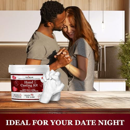 TECEUM Hand Casting Kit – Unique Gift for Couples, Family, Babies & Adults | DIY Romantic Gift for Wedding, Anniversary, Engagement, Baby Showers, Mother's Day and Christmas. Keepsake for Her & Him