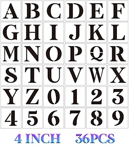 Letter Stencils for Painting 4" Alphabet Stencils | Reusable Letters Stencil for Painting on Wood Wall Fabrics DIY Crafts - size: 4inch