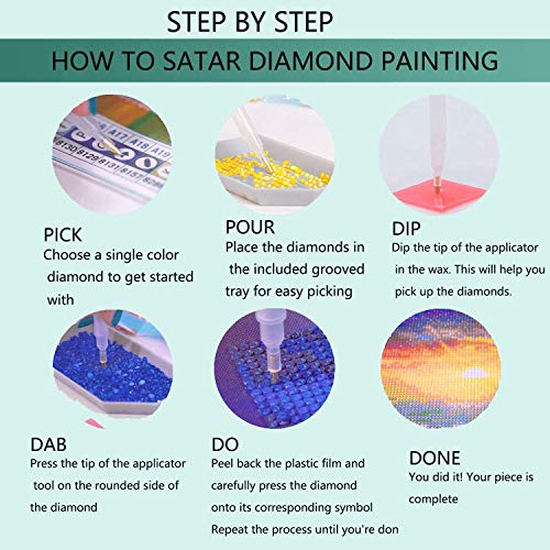 JATOK Diamond Painting Kit for Adults, Letter W, 11.8 x 11.8 in | Full Round Drills Diamond Art Kits for Beginners, customize own alphabet, DIY Gem Art and craft Kits with Complete Tools - color: White