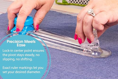 TrueCut 360° Fabric Circle Cutter – Rotary Cutting Tool for Quilting, Sewing, Crafting – Cuts Perfect 1-12" Circles in Fabric, Felt, Vinyl, Paper – Easy-to-Use Precision Blade