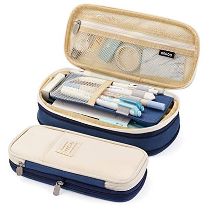 EASTHILL Big Capacity Pencil Pen Case Office College School Large Storage High Capacity Bag Pouch Holder Box Organizer Blue - color: Blue