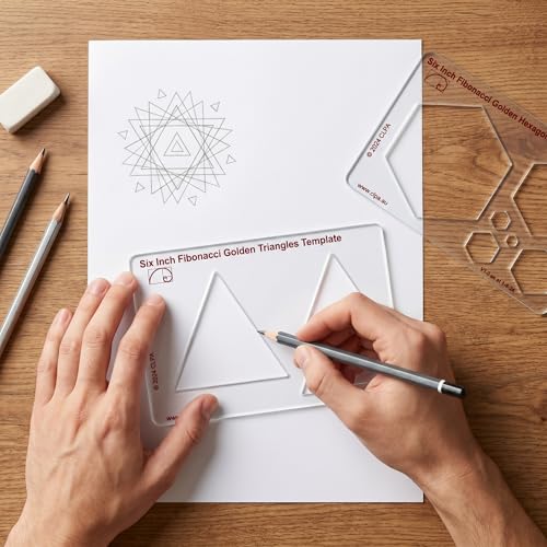 Fibonacci 6" Triangle Drawing Template, Golden Ratio Stencil | Australian Designed and Made; Geometric Stencil for Art; Drafting and Quilting; PETG - style: 6" Triangle