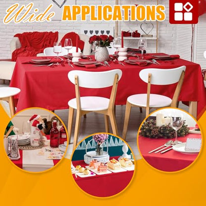 RowinsyDD 54 in X 100 FT Red Plastic Table Cover Roll with Slide Cutter - color: Red, size: 3600" x 54" (Rectangular)