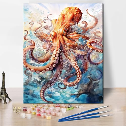 TUMOVO Octopus Acrylic Paint by Numbers Kit for Adults - color: Octopus