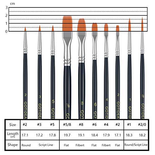 GOTIDEAL Paint Brush Set with Acrylic Paint Metallic Gold 24K Tubes(120ml, 4.1 oz)