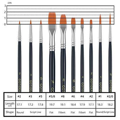 GOTIDEAL Paint Brush Set with Acrylic Paint Metallic Gold 24K Tubes(120ml, 4.1 oz)