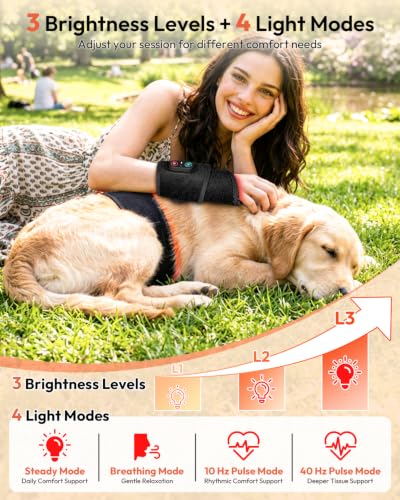 Red Light Therapy Hands Wrist Wrap, Cordless Infrared Heating Pad, 96 LEDs | 660nm/850nm infrared light, rechargeable, portable, timer, belt for arm, knee, feet, body, therawrap for carpal tunnel, home