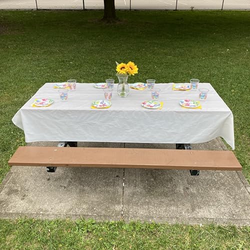 Neatiffy Disposable Plastic Table Cloth Roll | Waterproof Tablecloth | Table Cover for Picnic, Party, Banquet, Birthdays, Weddings | White | 54 inches x 100 feet | Rectangle, Square, Round, Oval - color: White Solid, size: 54 inches X 100 feet
