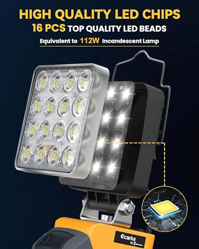 2PCS LED Work Light Compatible with DeWALT 20V Battery,112W 11200LM,Tool Only - color: 70W 2PCS