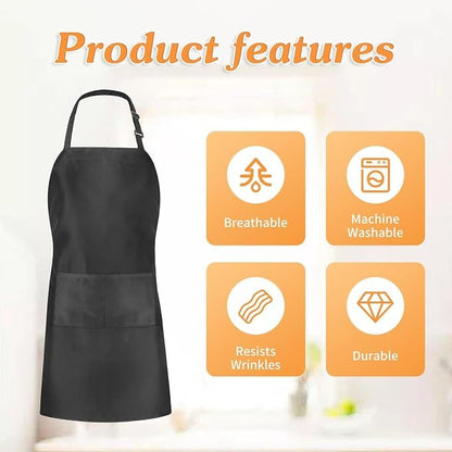 2/8/20 Pack Black Aprons for Cooking, Chef Aprons for Women Men with Pockets, Aprons Bulk Adjustable for BBQ - size: 2 Pack