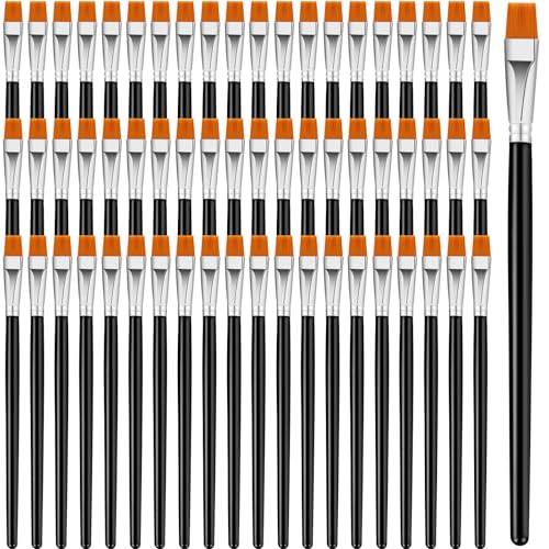 Crtiin 60 Bulk 1/2 Inch Flat Paint Brushes for Acrylic Painting (Black) - color: Black, size: 1/2 Inch