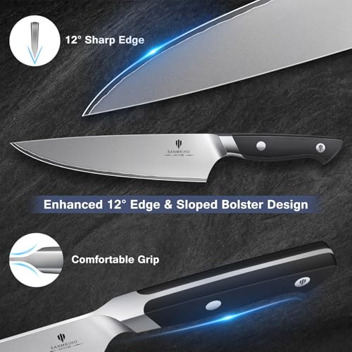16 PCS Japanese Kitchen Knife Set with Block, Dishwasher Safe | 5 Layers High Carbon 9Cr18Mov Stainless Steel, Ultra-Sharp Professional Chef Cooking Knives Set with Ergonomic Handle - color: 16PCS Knife Set
