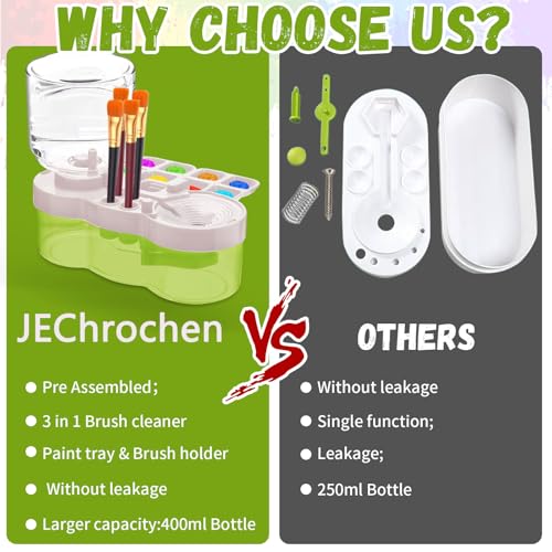 Upgraded Paint Brush Cleaner Tool,Brush Rinser Cup Painting Running Water Circulation Art Supplies for Acrylic,Watercolor and Water Based Creative Gift for Adult Artist Beginner and Painter - color: Green