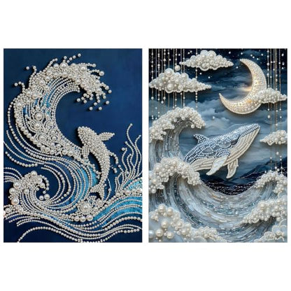 2 Pack Ocean Waves Diamond Art Pearl Painting Kits for Adults (12×16 inch) - color: WYZ183+WYZ191