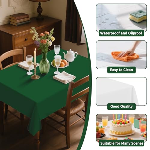 54IN X 160FT Plastic Table Cover Roll with Cutter Box, Cut to Size Plastic Table Cloths for Parties, Birthday, (Green, 54"x1920") - color: Green, size: 1920" x 54" (Rectangular)