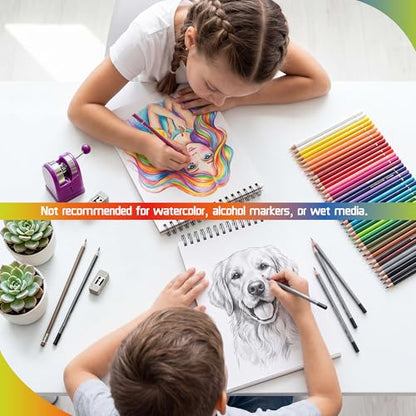 KLASIT 9"x12" Sketch Book,Top Spiral Sketchbook,100 Sheets(68lb/100gsm) | Acid-Free Drawing Paper Pad,For Painting,Sketching,Professional Art Supplies,Adults,Artists And Beginners