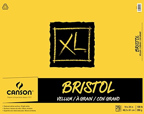 Canson XL Series Bristol Pad, Vellum 19"X24", 19" x 24", 25 Count - size: 19x24, style: Bristol, Vellum